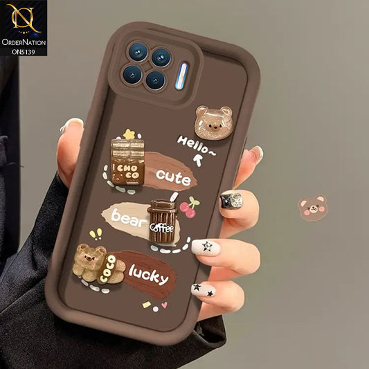 Oppo Reno 4F Cover - Brown - Trendy 3D Cute Cartoon And Coffee Chocolate Soft Silicon Shockproof Case With Camera Protection