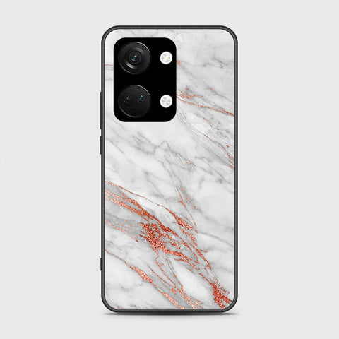 OnePlus Nord 3 Cover- White Marble Series - HQ Ultra Shine Premium Infinity Glass Soft Silicon Borders Case