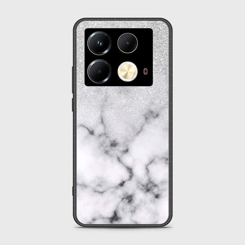 Infinix Note 40 Cover- White Marble Series - HQ Ultra Shine Premium Infinity Glass Soft Silicon Borders Case