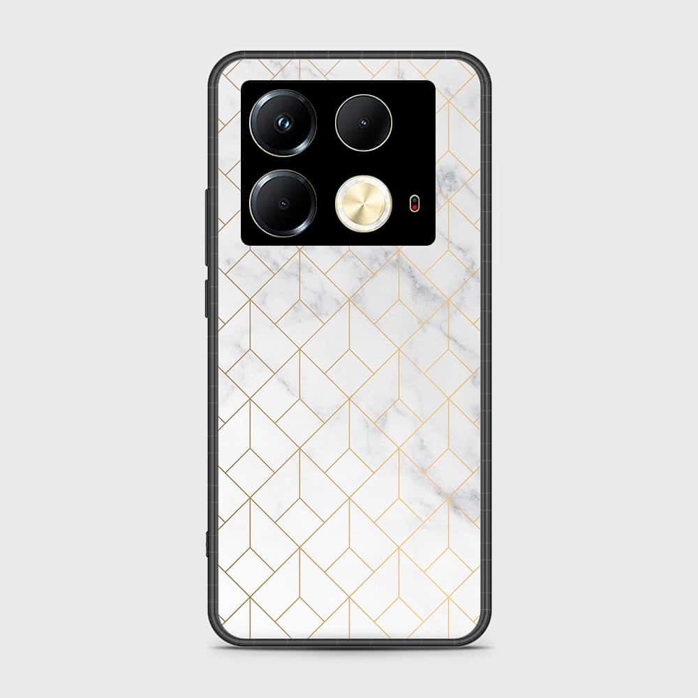 Infinix Note 40 Cover- White Marble Series 2 - HQ Ultra Shine Premium Infinity Glass Soft Silicon Borders Case