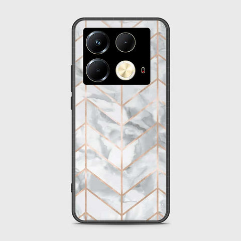 Infinix Note 40 Cover- White Marble Series 2 - HQ Ultra Shine Premium Infinity Glass Soft Silicon Borders Case