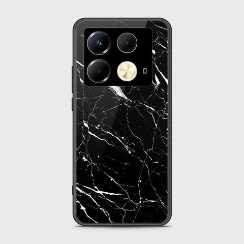 Infinix Note 40 Cover- Black Marble Series - HQ Ultra Shine Premium Infinity Glass Soft Silicon Borders Case