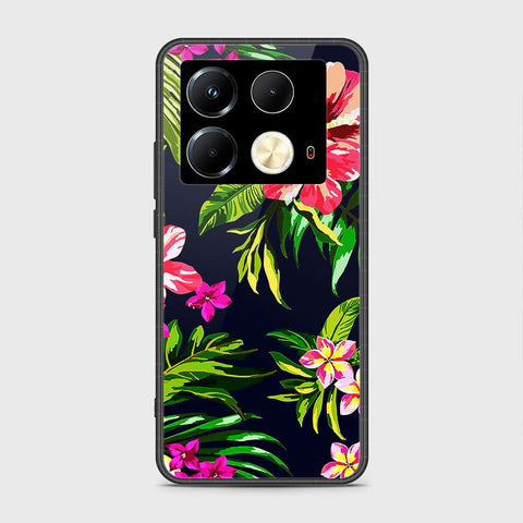 Infinix Note 40 Cover- Floral Series - HQ Ultra Shine Premium Infinity Glass Soft Silicon Borders Case