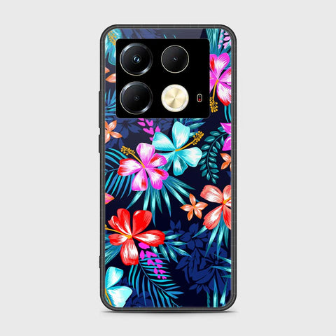 Infinix Note 40 Cover- Floral Series - HQ Ultra Shine Premium Infinity Glass Soft Silicon Borders Case