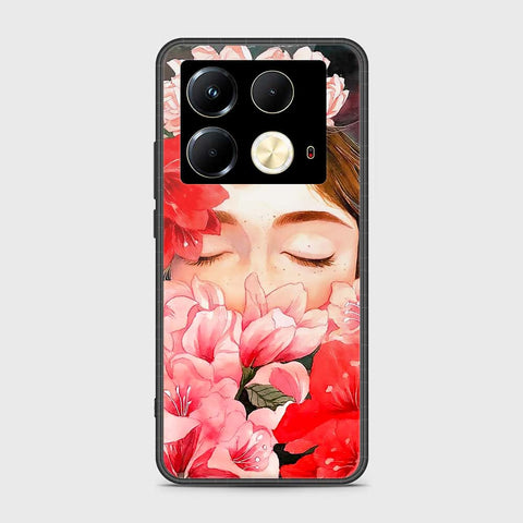 Infinix Note 40 Cover- Floral Series - HQ Ultra Shine Premium Infinity Glass Soft Silicon Borders Case