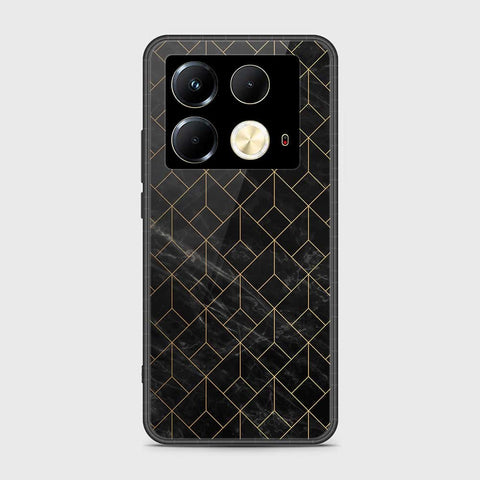 Infinix Note 40 Cover- Black Marble Series - HQ Ultra Shine Premium Infinity Glass Soft Silicon Borders Case