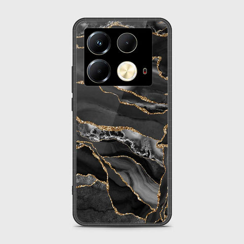 Infinix Note 40 Cover- Black Marble Series - HQ Ultra Shine Premium Infinity Glass Soft Silicon Borders Case