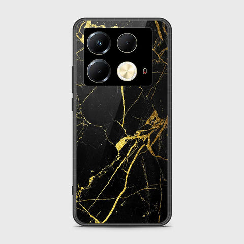 Infinix Note 40 Cover- Black Marble Series - HQ Ultra Shine Premium Infinity Glass Soft Silicon Borders Case