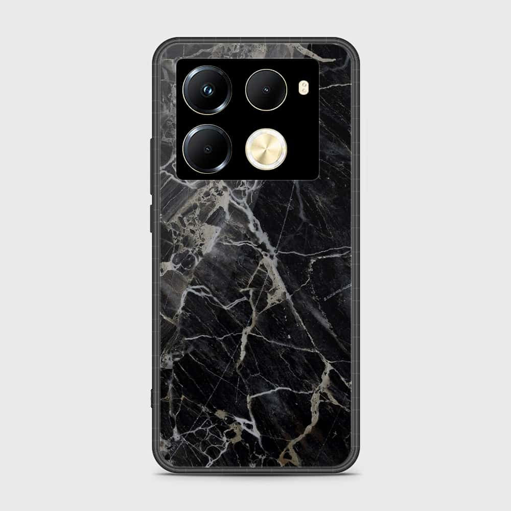 Infinix Note 40 Pro Plus Cover- Black Marble Series - HQ Ultra Shine Premium Infinity Glass Soft Silicon Borders Case