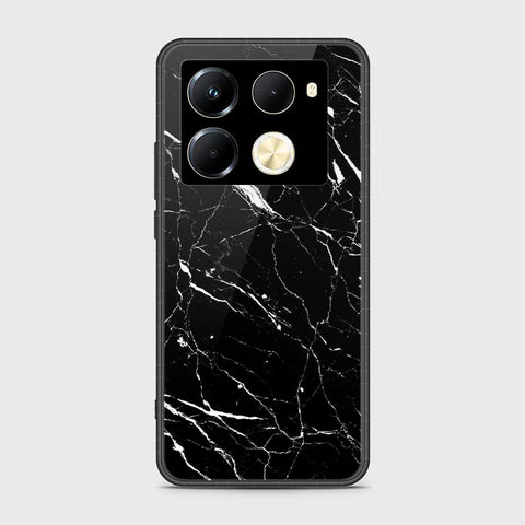 Infinix Note 40 Pro Cover- Black Marble Series - HQ Ultra Shine Premium Infinity Glass Soft Silicon Borders Case