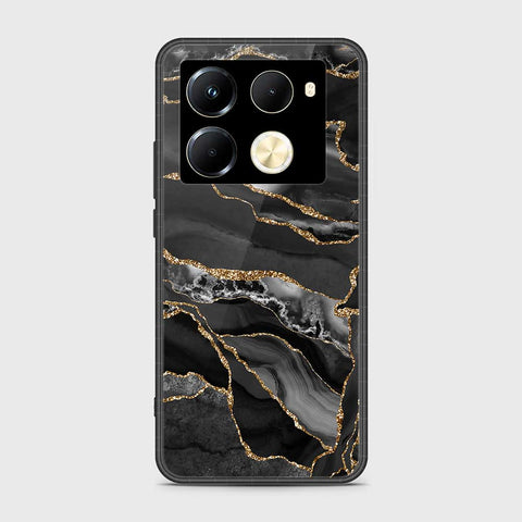 Infinix Note 40 Pro Cover- Black Marble Series - HQ Ultra Shine Premium Infinity Glass Soft Silicon Borders Case