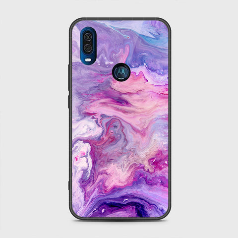 Motorola One Vision Cover - Colorful Marble Series - HQ Premium Shine Durable Shatterproof Case