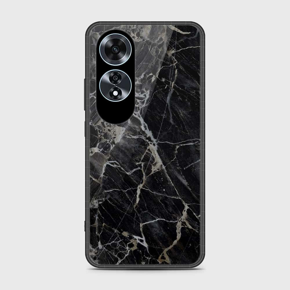 Oppo A60 Cover- Black Marble Series - HQ Ultra Shine Premium Infinity Glass Soft Silicon Borders Case