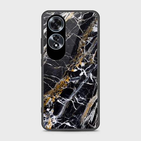 Oppo A60 Cover- Black Marble Series - HQ Ultra Shine Premium Infinity Glass Soft Silicon Borders Case