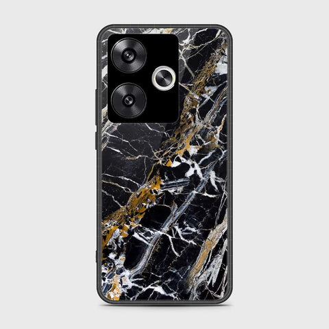 Xiaomi Poco F6 Cover- Black Marble Series - HQ Ultra Shine Premium Infinity Glass Soft Silicon Borders Case