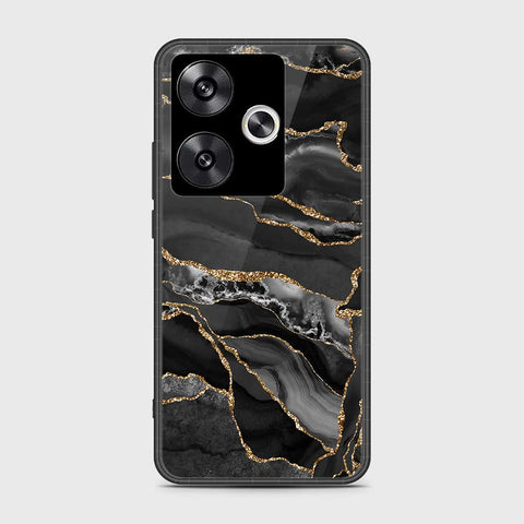 Xiaomi Poco F6 Cover- Black Marble Series - HQ Ultra Shine Premium Infinity Glass Soft Silicon Borders Case