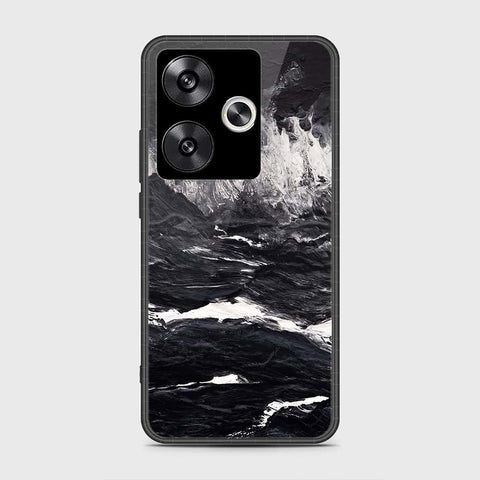 Xiaomi Poco F6 Cover- Black Marble Series - HQ Ultra Shine Premium Infinity Glass Soft Silicon Borders Case