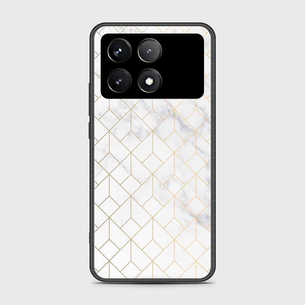 Xiaomi Poco F6 Pro Cover- White Marble Series 2 - HQ Ultra Shine Premium Infinity Glass Soft Silicon Borders Case