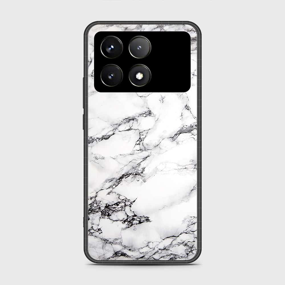 Xiaomi Poco F6 Pro Cover- White Marble Series - HQ Ultra Shine Premium Infinity Glass Soft Silicon Borders Case