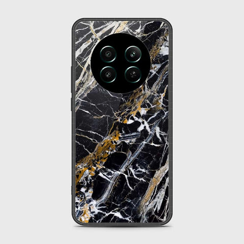 Realme 12 4G Cover- Black Marble Series - HQ Ultra Shine Premium Infinity Glass Soft Silicon Borders Case