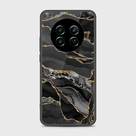 Realme 12 4G Cover- Black Marble Series - HQ Ultra Shine Premium Infinity Glass Soft Silicon Borders Case