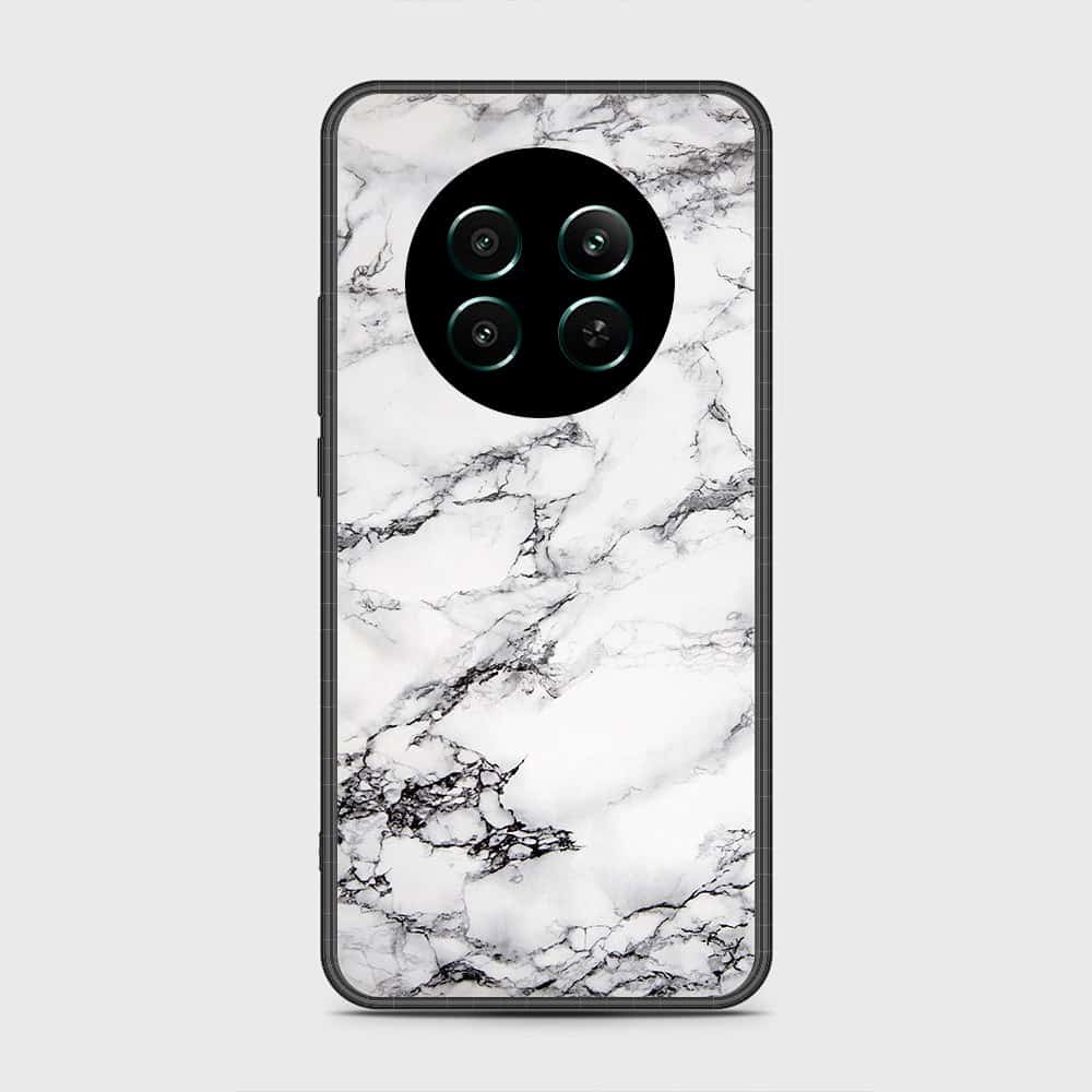 Realme 12 4G Cover- White Marble Series - HQ Ultra Shine Premium Infinity Glass Soft Silicon Borders Case