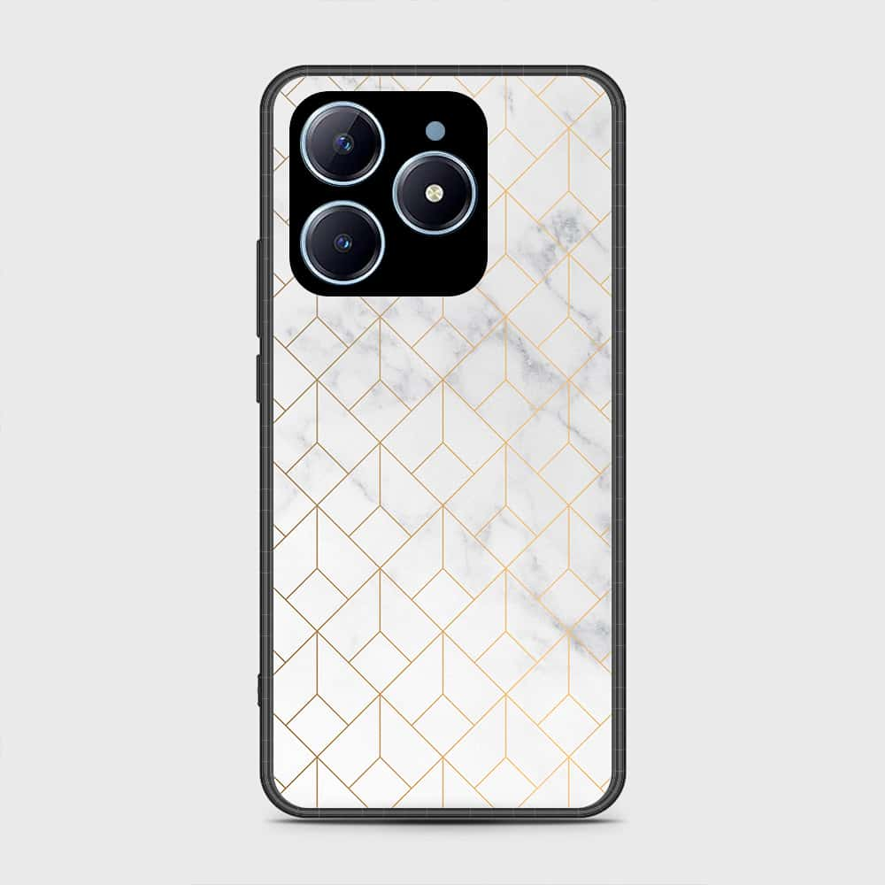 Realme C61 Cover- White Marble Series 2 - HQ Ultra Shine Premium Infinity Glass Soft Silicon Borders Case