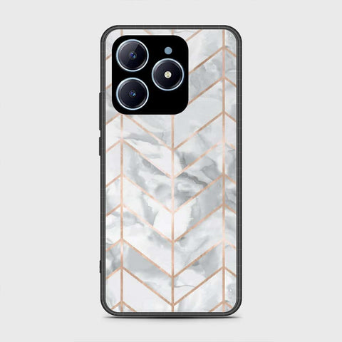 Realme C61 Cover- White Marble Series 2 - HQ Ultra Shine Premium Infinity Glass Soft Silicon Borders Case