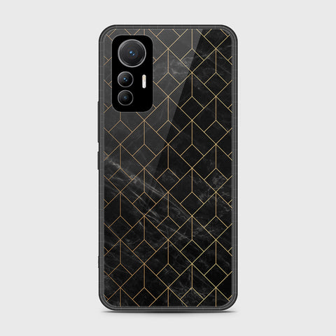 Xiaomi 12 Lite Cover- Black Marble Series - HQ Ultra Shine Premium Infinity Glass Soft Silicon Borders Case