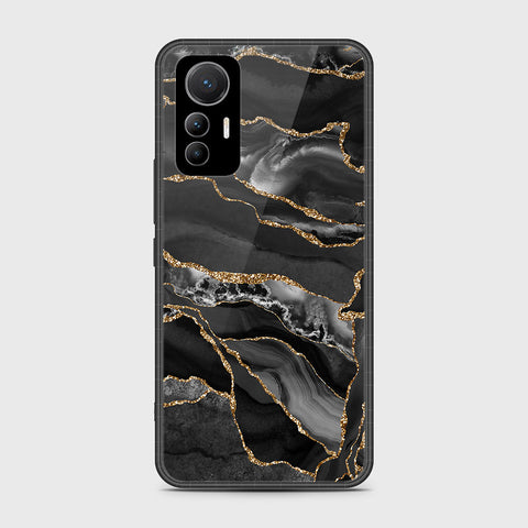 Xiaomi 12 Lite Cover- Black Marble Series - HQ Ultra Shine Premium Infinity Glass Soft Silicon Borders Case