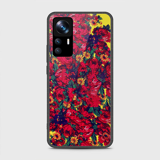 Xiaomi 12T Pro Cover- Floral Series - HQ Ultra Shine Premium Infinity Glass Soft Silicon Borders Case