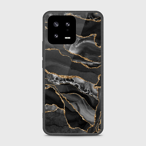 Xiaomi 13 Cover- Black Marble Series - HQ Ultra Shine Premium Infinity Glass Soft Silicon Borders Case