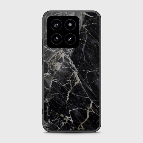 Xiaomi 14 Cover- Black Marble Series - HQ Ultra Shine Premium Infinity Glass Soft Silicon Borders Case