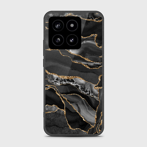 Xiaomi 14 Cover- Black Marble Series - HQ Ultra Shine Premium Infinity Glass Soft Silicon Borders Case