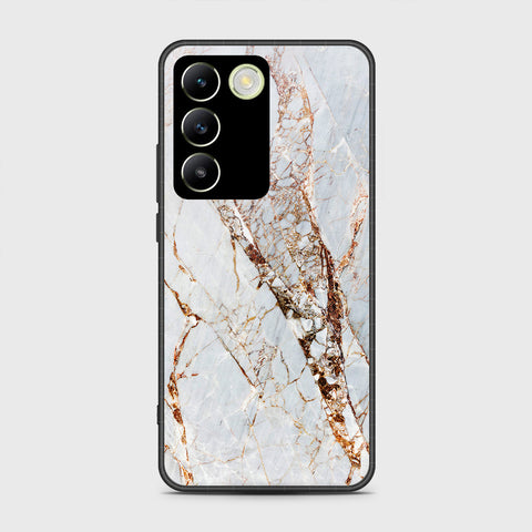 Vivo Y100 4G Cover- White Marble Series - HQ Ultra Shine Premium Infinity Glass Soft Silicon Borders Case