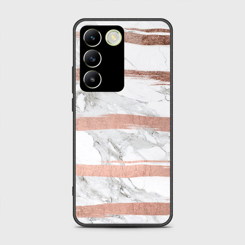 Vivo Y100 4G Cover- White Marble Series - HQ Ultra Shine Premium Infinity Glass Soft Silicon Borders Case