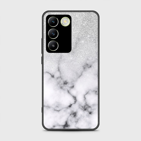 Vivo Y100 4G Cover- White Marble Series - HQ Ultra Shine Premium Infinity Glass Soft Silicon Borders Case