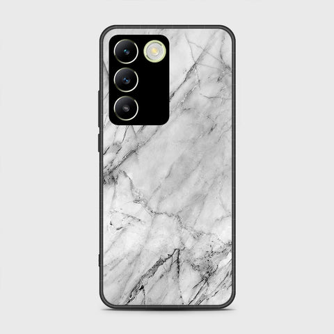 Vivo Y100 4G Cover- White Marble Series - HQ Ultra Shine Premium Infinity Glass Soft Silicon Borders Case