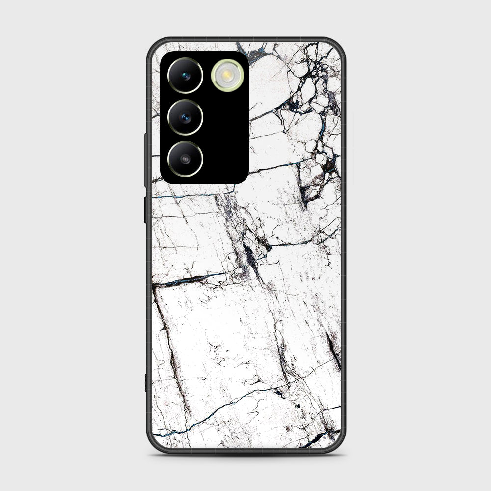 Vivo Y100 4G Cover- White Marble Series 2 - HQ Ultra Shine Premium Infinity Glass Soft Silicon Borders Case (Fast Delivery) (H)