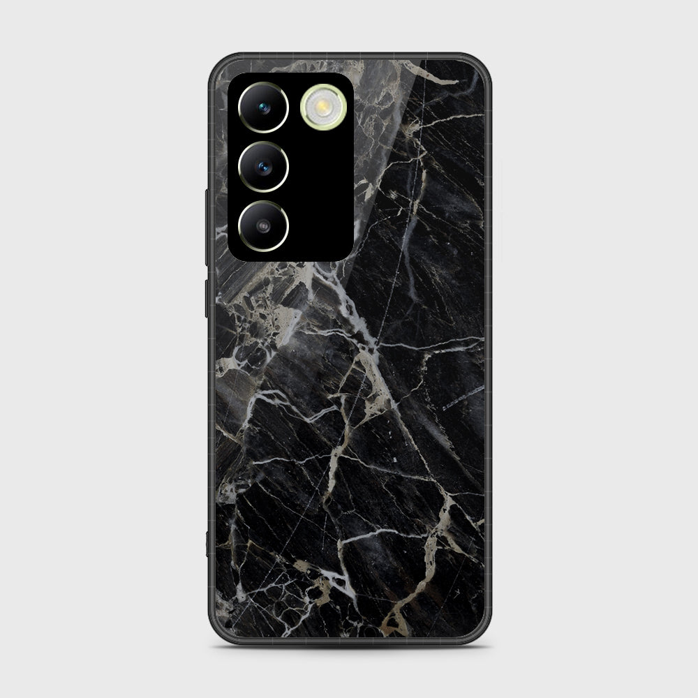 Vivo Y100 4G Cover- Black Marble Series - HQ Ultra Shine Premium Infinity Glass Soft Silicon Borders Case