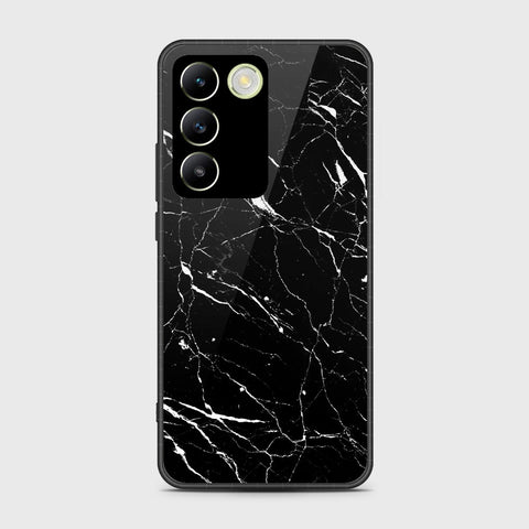 Vivo Y100 4G Cover- Black Marble Series - HQ Ultra Shine Premium Infinity Glass Soft Silicon Borders Case