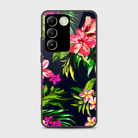 Vivo Y100 4G Cover- Floral Series - HQ Ultra Shine Premium Infinity Glass Soft Silicon Borders Case