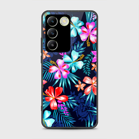 Vivo Y100 4G Cover- Floral Series - HQ Ultra Shine Premium Infinity Glass Soft Silicon Borders Case