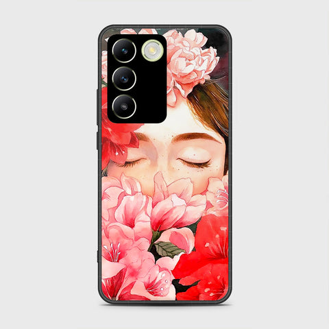 Vivo V30 Lite 4G Cover- Floral Series - HQ Ultra Shine Premium Infinity Glass Soft Silicon Borders Case