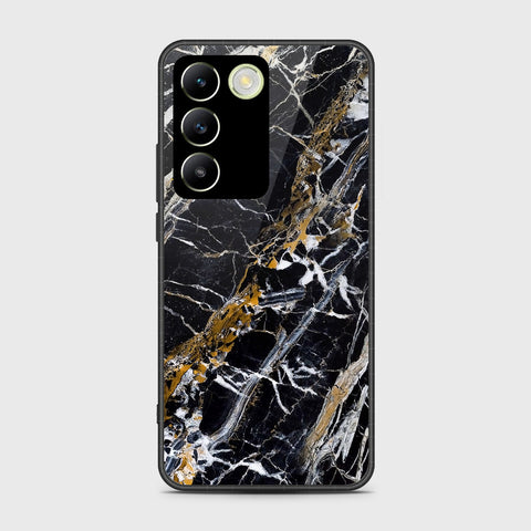 Vivo Y100 4G Cover- Black Marble Series - HQ Ultra Shine Premium Infinity Glass Soft Silicon Borders Case