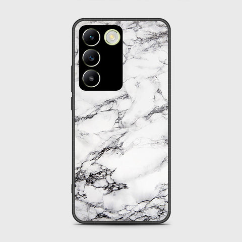 Vivo Y100 4G Cover- White Marble Series - HQ Ultra Shine Premium Infinity Glass Soft Silicon Borders Case