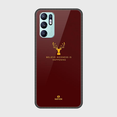 Oppo Reno 6 Cover - Nice Series - D335- HQ Ultra Shine Premium Infinity Glass Soft Silicon Borders Case ( Fast Delivery )