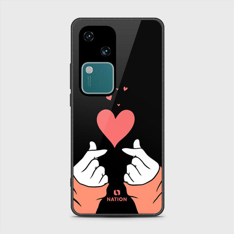 Vivo V30 Cover- Onation Heart Series - HQ Ultra Shine Premium Infinity Glass Soft Silicon Borders Case