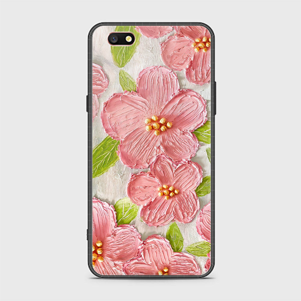 Oppo A77 Cover - Floral Series - Design 9 - Pink & Green - HQ Ultra Shine Premium Infinity Glass Soft Silicon Borders Case