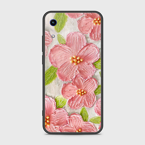 Huawei Honor 8A Cover - Floral Series - Design 9 - Pink & Green - HQ Ultra Shine Premium Infinity Glass Soft Silicon Borders Case